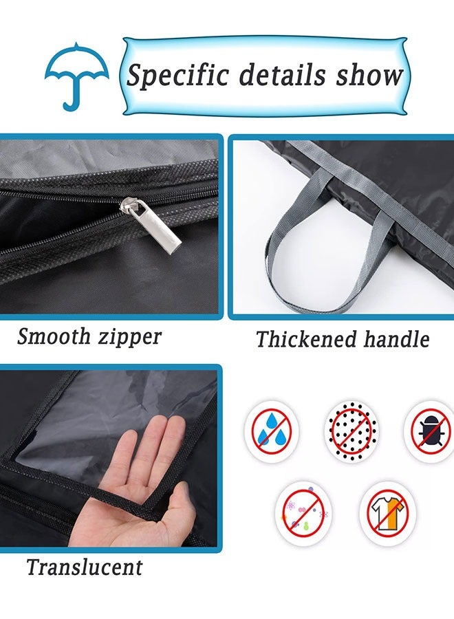GoldenLike 70.8" Garment Bag 2 Pcs Garment Cover Bag Dustproof Clothes Cover Bags Wedding Dress Bag Cover Foldable Clothe Storage Bag Protector for Closet Storage Suit,Robe,Long Dress(60*180CM-BLK) - Image 5