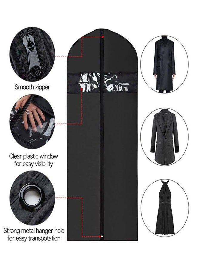 GoldenLike 70.8" Garment Bag 2 Pcs Garment Cover Bag Dustproof Clothes Cover Bags Wedding Dress Bag Cover Foldable Clothe Storage Bag Protector for Closet Storage Suit,Robe,Long Dress(60*180CM-BLK) - Image 2