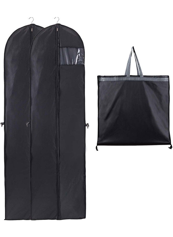 GoldenLike 70.8" Garment Bag 2 Pcs Garment Cover Bag Dustproof Clothes Cover Bags Wedding Dress Bag Cover Foldable Clothe Storage Bag Protector for Closet Storage Suit,Robe,Long Dress(60*180CM-BLK) - Image 1