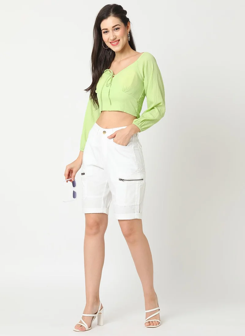 جلو باص شورت كارغو نسائي بقصة ضيقة من جلوبس