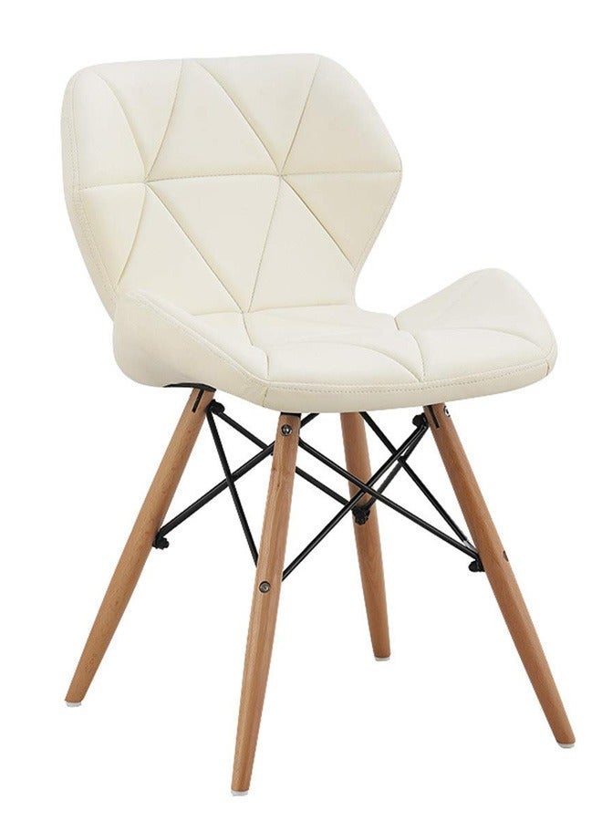 Taimi Modern PU Leather Dining Chair with Wooden Legs, Comfortable Chair with Padded Seat  for Dining Room, Living Room and Office - Beige - Image 2