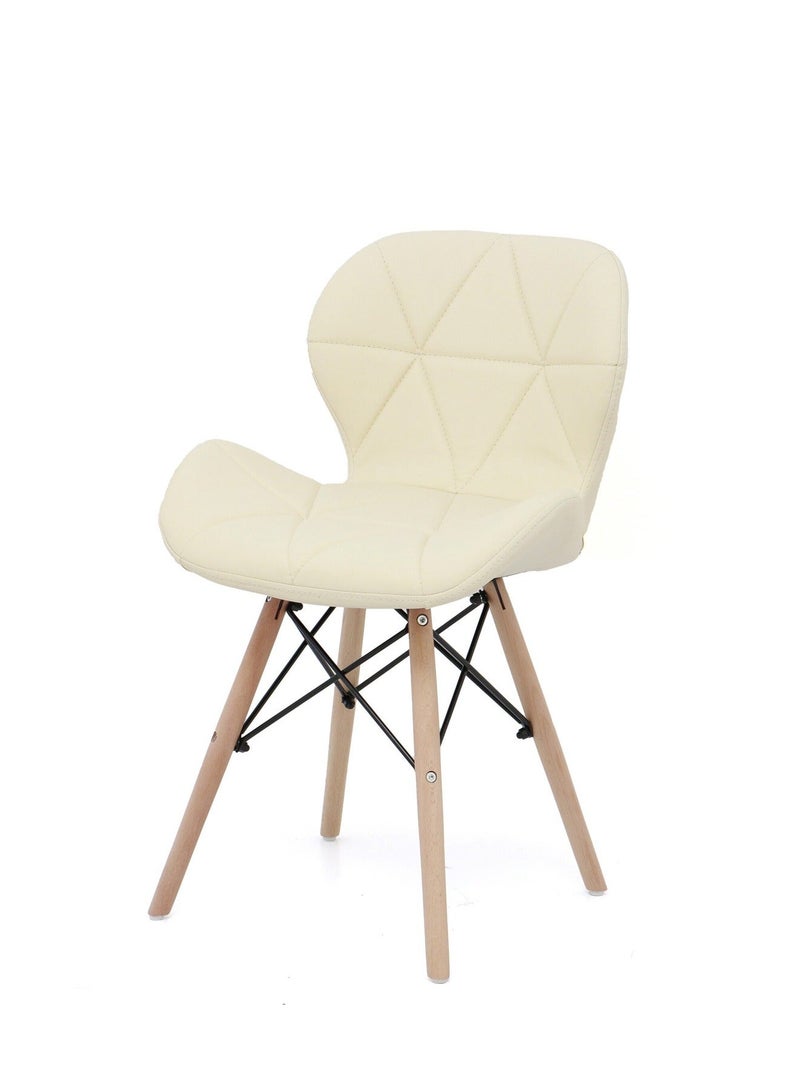 Taimi Modern PU Leather Dining Chair with Wooden Legs, Comfortable Chair with Padded Seat  for Dining Room, Living Room and Office - Beige - Image 5