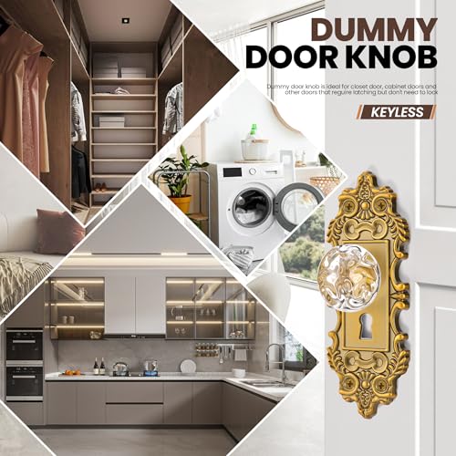 CEYMIO 55 Inch Height Vintage Dummy Door Knob Interior Crystal Glass Door Knobs 4 Drawer Dresser Handles Antique Brass Cabinet Knobs Keyless Decorative Hallway Closet Door Pulls - Image 3