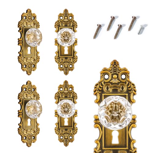 CEYMIO 55 Inch Height Vintage Dummy Door Knob Interior Crystal Glass Door Knobs 4 Drawer Dresser Handles Antique Brass Cabinet Knobs Keyless Decorative Hallway Closet Door Pulls - Image 1