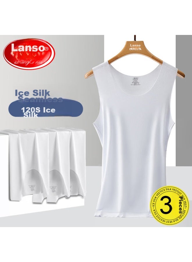 LANG SHA Langsha Ice Silk Tank Top For Men, 7a Grade Antibacterial, Summer Men's Seamless Thin Casual Sports Undershirt, 3-pack - Image 1