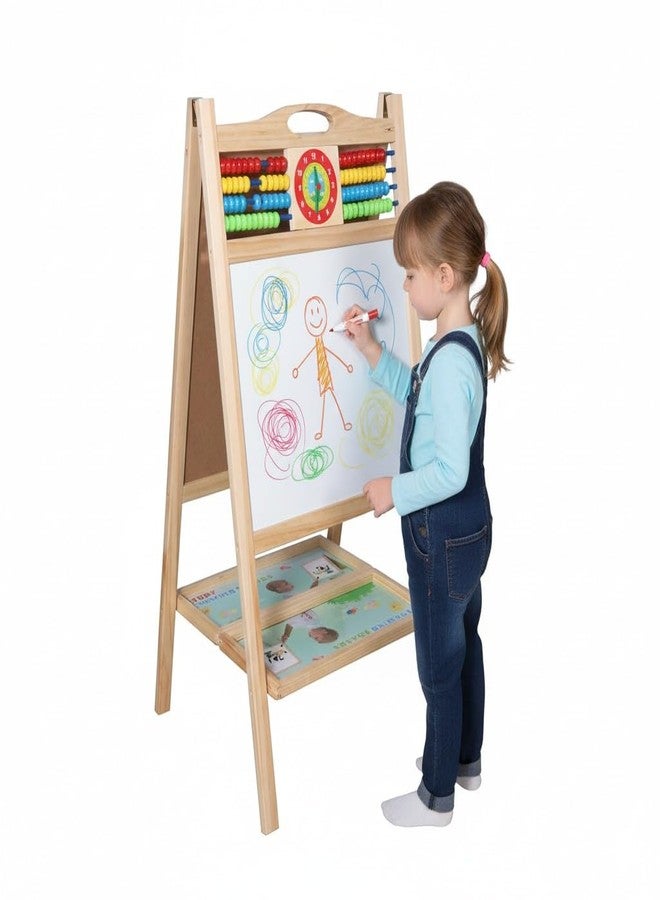OBASIX® Magnetic Foldable Whiteboard and Green Chalkboard with Beads for Children|Natural Pinewood| WBCB-01 - Image 5