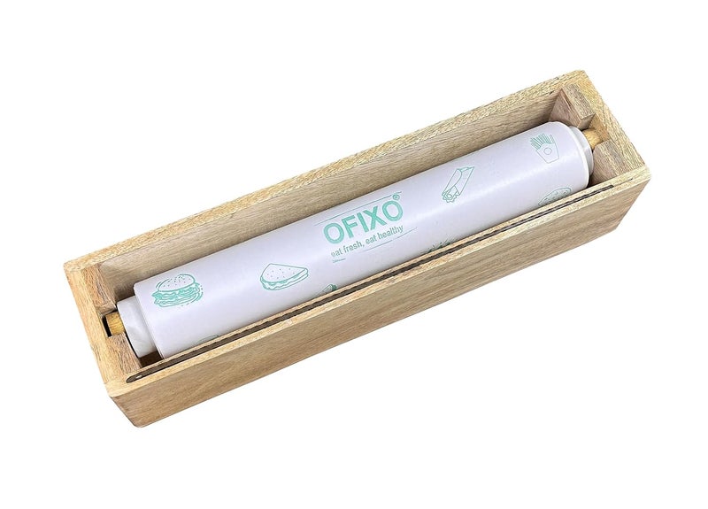 OFIXO Wooden Dispenser Cutter for Multipurpose Aluminium Foil Food Wrapping Paper Butter Paper Cutter Kitchen Drawer Bamboo Roll Organizer Holder - Image 2
