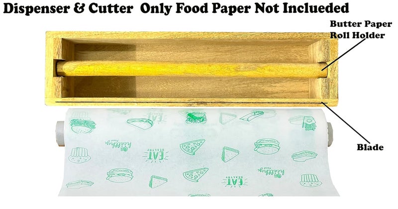 OFIXO Wooden Dispenser Cutter for Multipurpose Aluminium Foil Food Wrapping Paper Butter Paper Cutter Kitchen Drawer Bamboo Roll Organizer Holder - Image 3