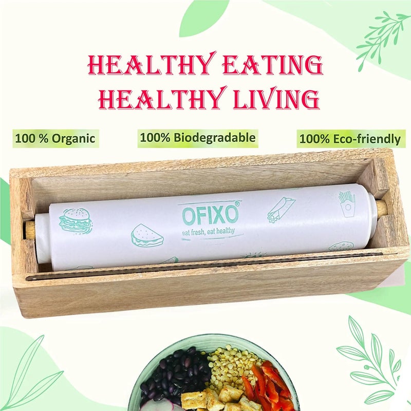 OFIXO Wooden Dispenser Cutter for Multipurpose Aluminium Foil Food Wrapping Paper Butter Paper Cutter Kitchen Drawer Bamboo Roll Organizer Holder - Image 5