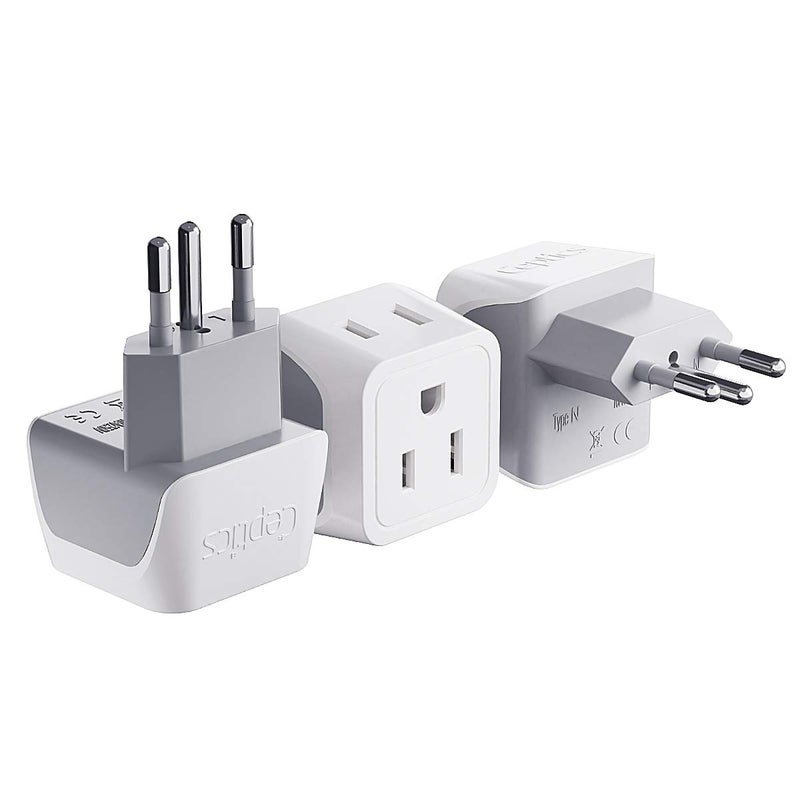 Ceptics Brazil Travel Adapter Plug with Dual Usa Input - Type N (3 Pack - Ultra Compact - Safe Grounded Perfect for Cell Phones, Laptops, Camera Chargers and More - Power Plug (CT-11C) - Image 1