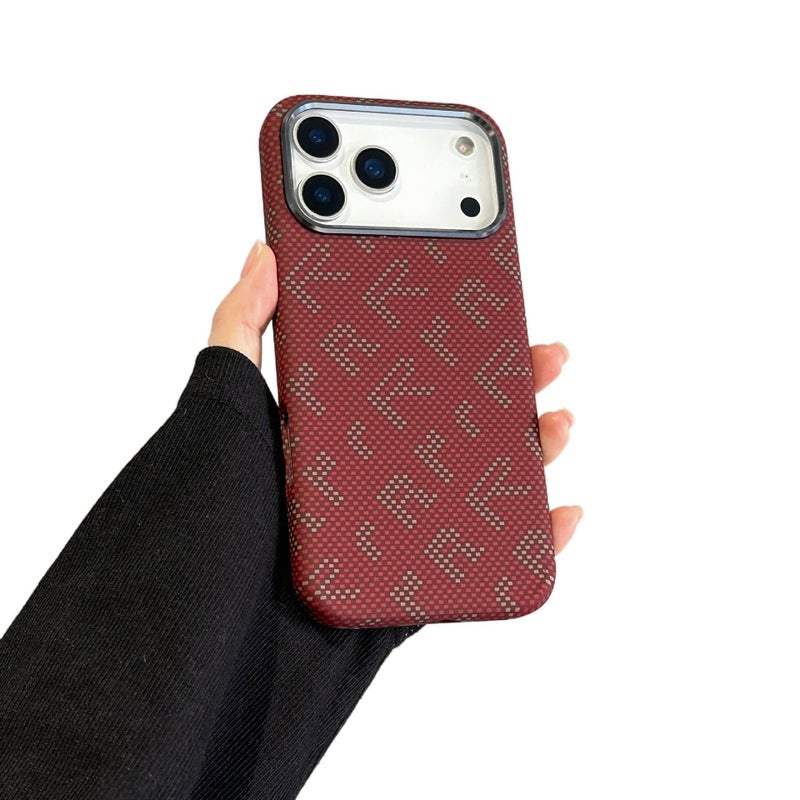 MagSafe iPhone 12 Pro Max Protective PC Case with Kevlar Texture and Full Coverage in Red for Home Office - Image 1