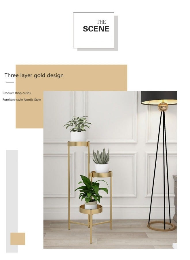 MIXDE 3 Tier Nordic Style Plant shelves Tall Corner Flower Pot Holder Stands Multiplel Planter Rack for Patio Balcony Living Room - Image 2