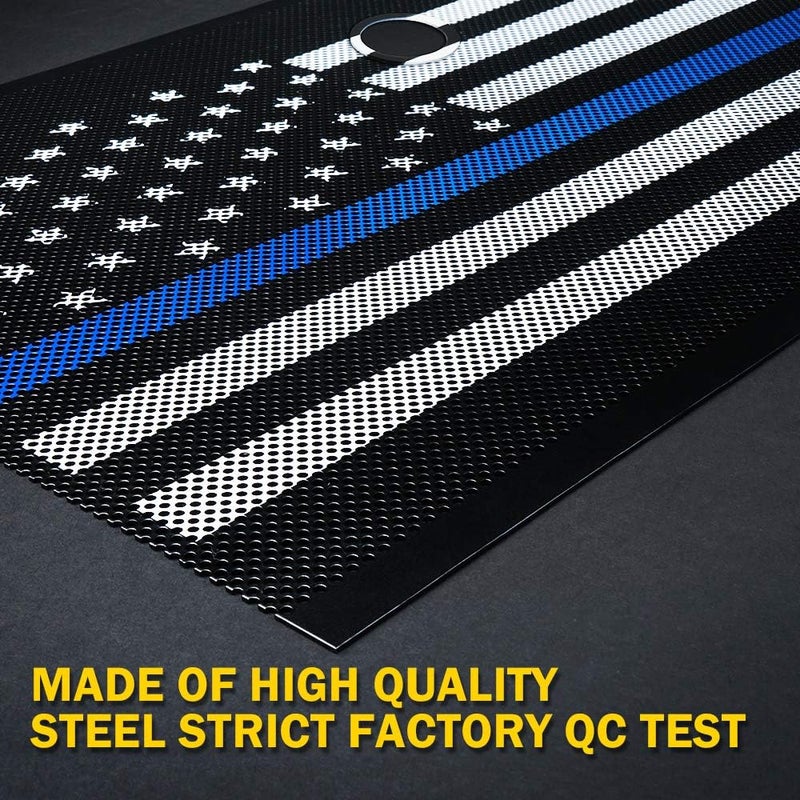 Xprite Aluminum Alloy Grill Mesh Insert Law Enforcement Blue Stripe with Hood Lock Hole Compatible with 2007-2018 Jeep Wrangler JK JKU Stock Grill - Image 2