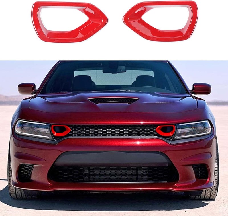 Jimen غطاء زينة شبكة المصد الأمامي من جيمين لدودج تشارجر 2015-2021 - أحمر - Image 1