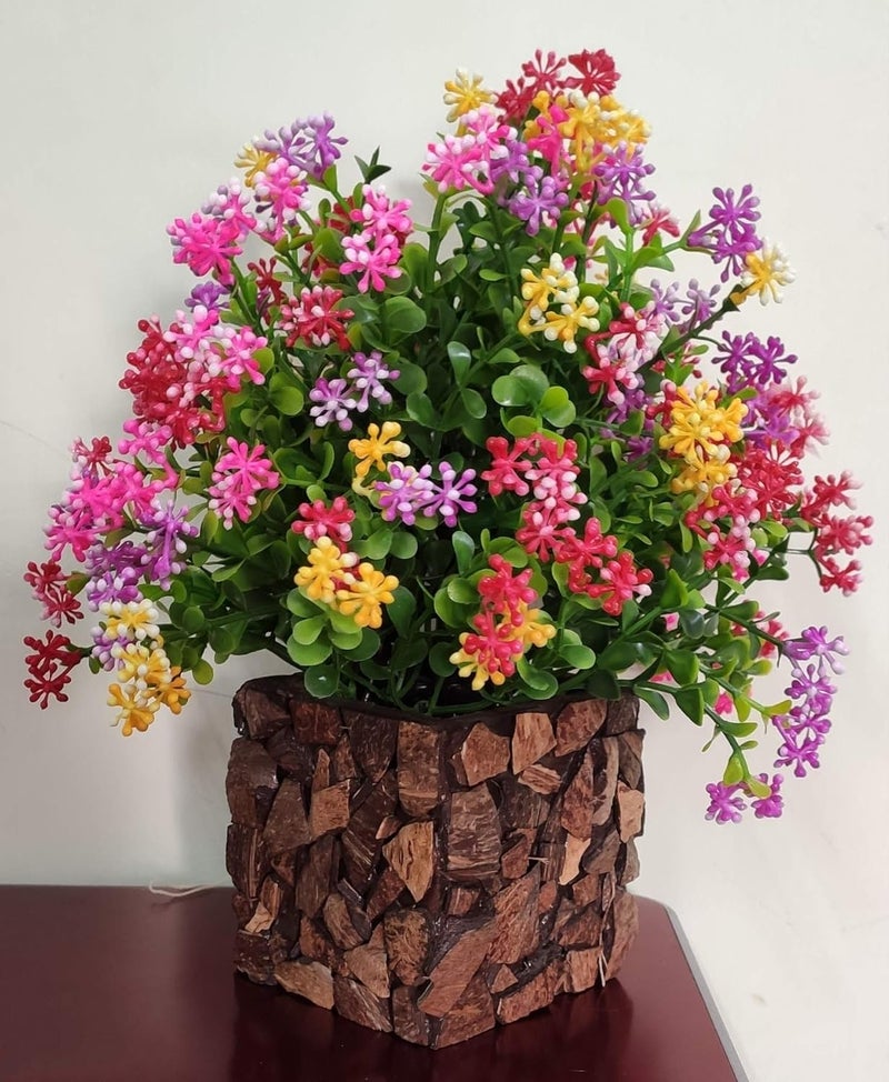 BAARIG Plastic Multicolor Artificial Flower Plant with Stylish Coconut Pot(25 Cm) - Image 2