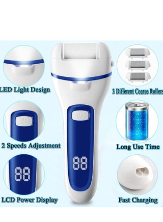 Electric Foot Callus Remover, Rechargeable Portable Electronic Foot File Pedicure Kits, Waterproof Foot Scrubber File, Professional Pedicure Tools,3 Rollers - view 2