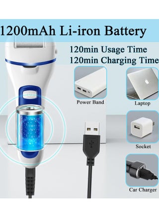 Electric Foot Callus Remover, Rechargeable Portable Electronic Foot File Pedicure Kits, Waterproof Foot Scrubber File, Professional Pedicure Tools,3 Rollers - view 4