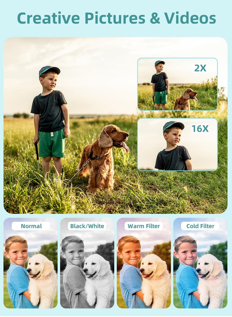 Kids Digital Camera 1080P 44MP - Compact Point and Shoot Camera for Teens with 16X Zoom, Anti-Shake, Fill Light, Perfect for Photography and Travel Gifts. - Image 4