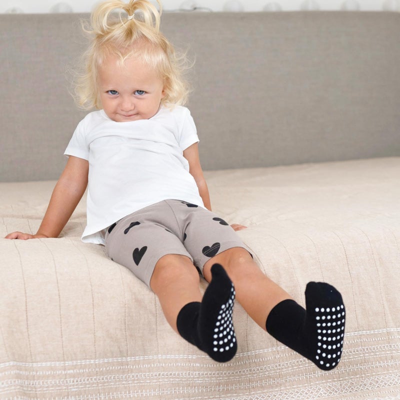 JAKIDAR 12 Pack Baby Toddler Socks Non Slip Grip Cotton Crew Socks for Boys Girls Infants Kids, Black/Gray/White, 6-12 Months - Image 4