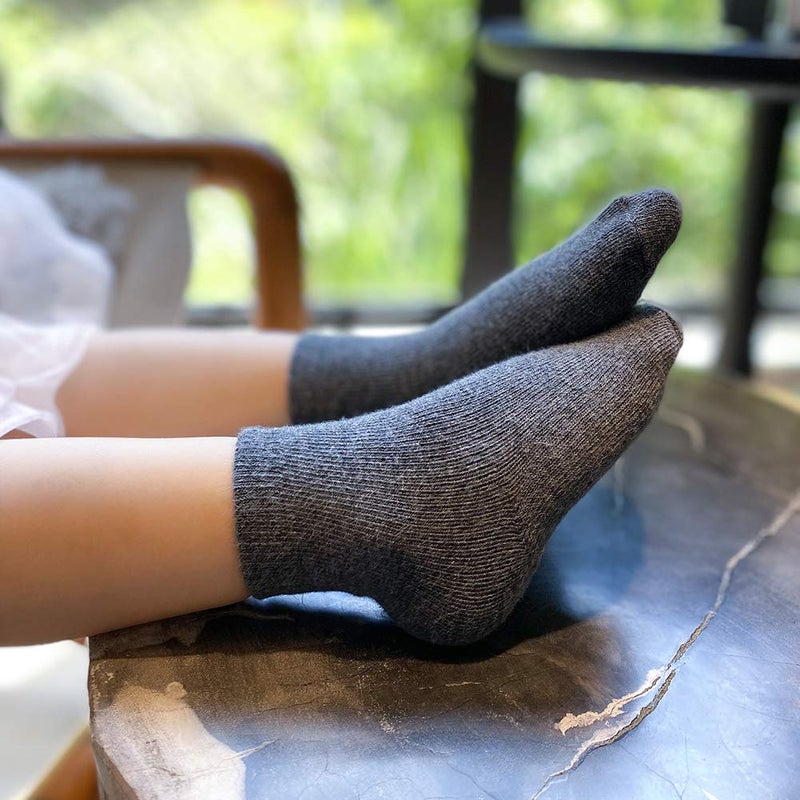 JAKIDAR 12 Pack Baby Toddler Socks Non Slip Grip Cotton Crew Socks for Boys Girls Infants Kids, Black/Gray/White, 6-12 Months - Image 2