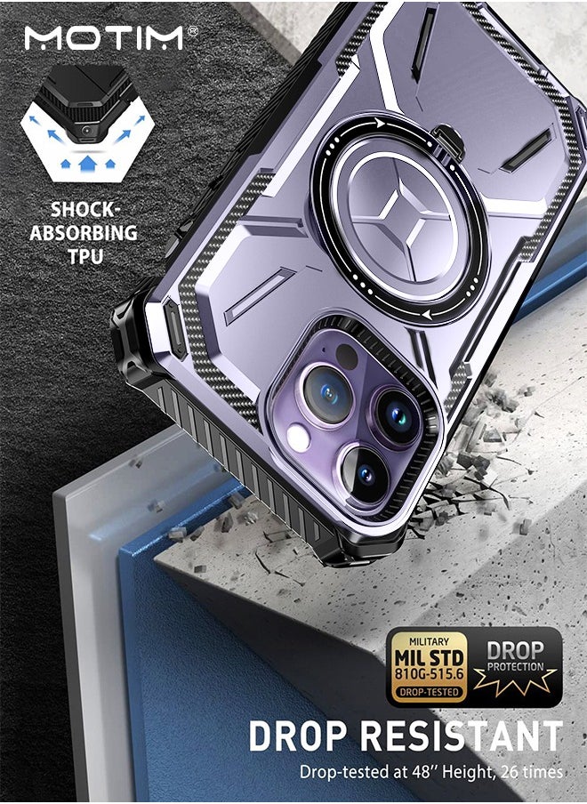 Motim - iPhone 15 Pro Max Case with MagSafe, Armor Design Case Cover with 360° Rotable Ring Stand, Heavy Duty Shockproof and Anti-Drop Protective Case Built-In Kickstand, Magnetic iPhone 15 Pro Max Case - Image 1