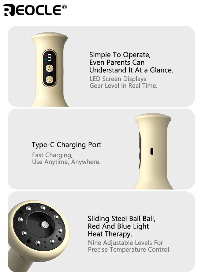 REOCLE Rechargeable 9-Speed Scraping Massage Tool Intelligent Suction Cup Vacuum Massager Long Battery Life Home Use Suitable for Neck Shoulder and Back Massage Tools - Image 4