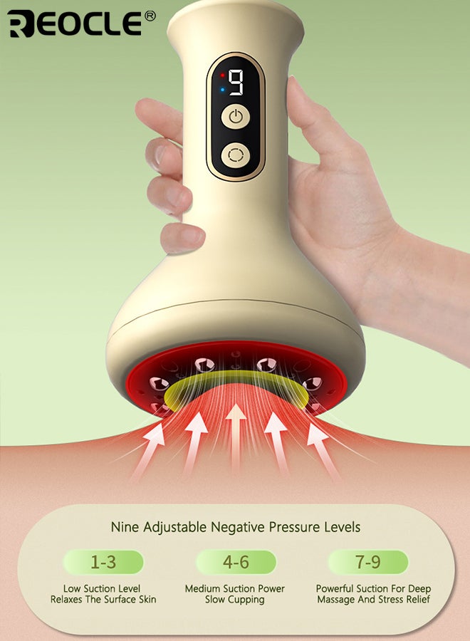 REOCLE Rechargeable 9-Speed Scraping Massage Tool Intelligent Suction Cup Vacuum Massager Long Battery Life Home Use Suitable for Neck Shoulder and Back Massage Tools - Image 3
