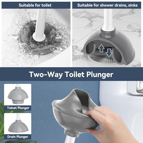 TRENTI Toilet Plunger with Holder, Plunger with Holder for 5.3-inch Toilet Drain, Plungers for Bathroom with Holder, Toilet Plunger Heavy Duty (1, White) - Image 3