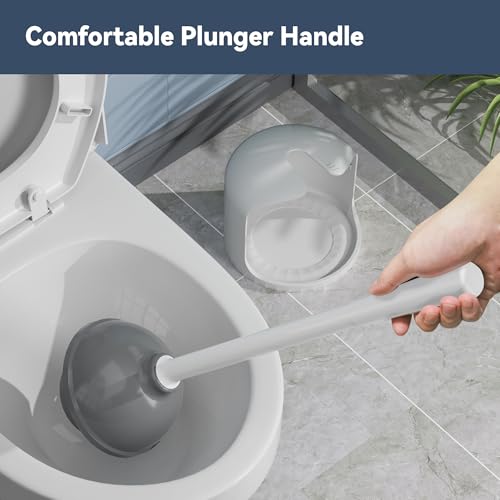 TRENTI Toilet Plunger with Holder, Plunger with Holder for 5.3-inch Toilet Drain, Plungers for Bathroom with Holder, Toilet Plunger Heavy Duty (1, White) - Image 5