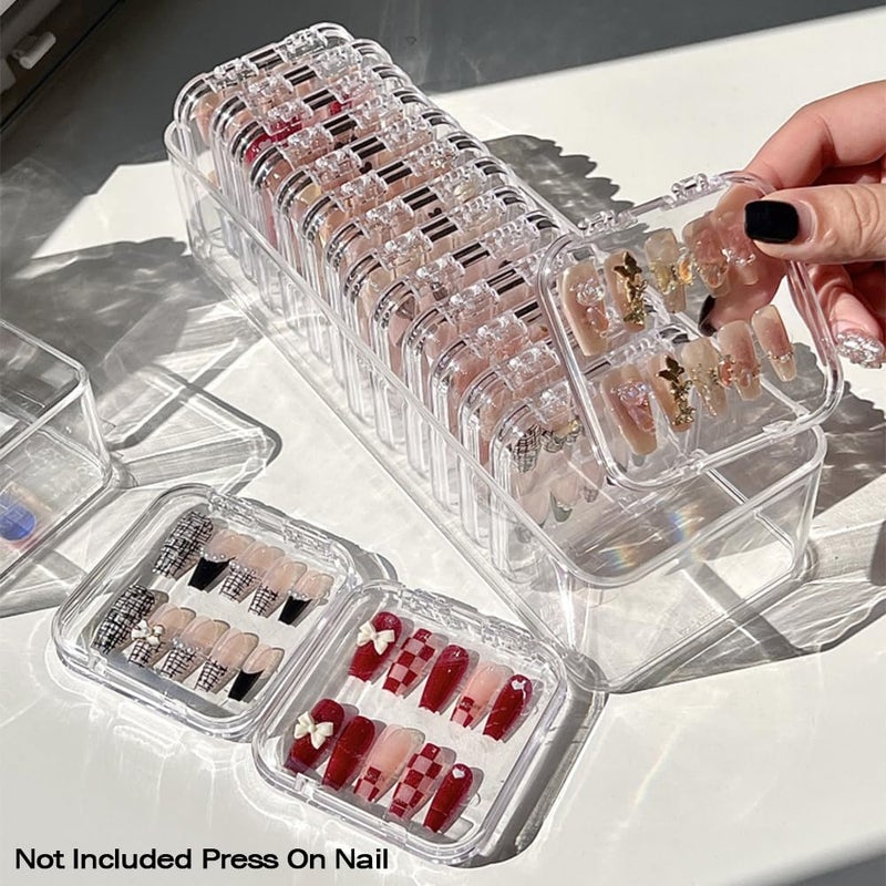 Luckjuju 12 Pcs 2.75"" Press On Nail Storage Box Container False Nail Organizer Acrylic Display Case Packaging Box With Adhesive Double Sided Tape For Nail Art (Not Included Press On Nail) - Image 3