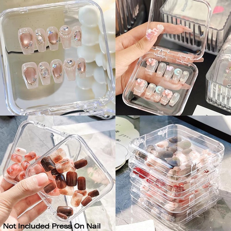 Luckjuju 12 Pcs 2.75"" Press On Nail Storage Box Container False Nail Organizer Acrylic Display Case Packaging Box With Adhesive Double Sided Tape For Nail Art (Not Included Press On Nail) - Image 4