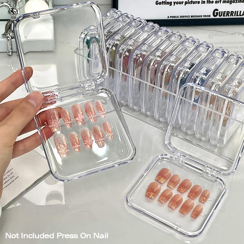 Luckjuju 12 Pcs 2.75"" Press On Nail Storage Box Container False Nail Organizer Acrylic Display Case Packaging Box With Adhesive Double Sided Tape For Nail Art (Not Included Press On Nail) - Image 5