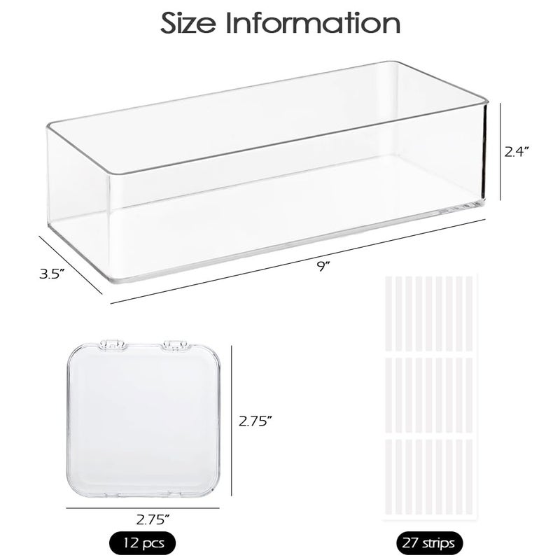 Luckjuju 12 Pcs 2.75"" Press On Nail Storage Box Container False Nail Organizer Acrylic Display Case Packaging Box With Adhesive Double Sided Tape For Nail Art (Not Included Press On Nail) - Image 2