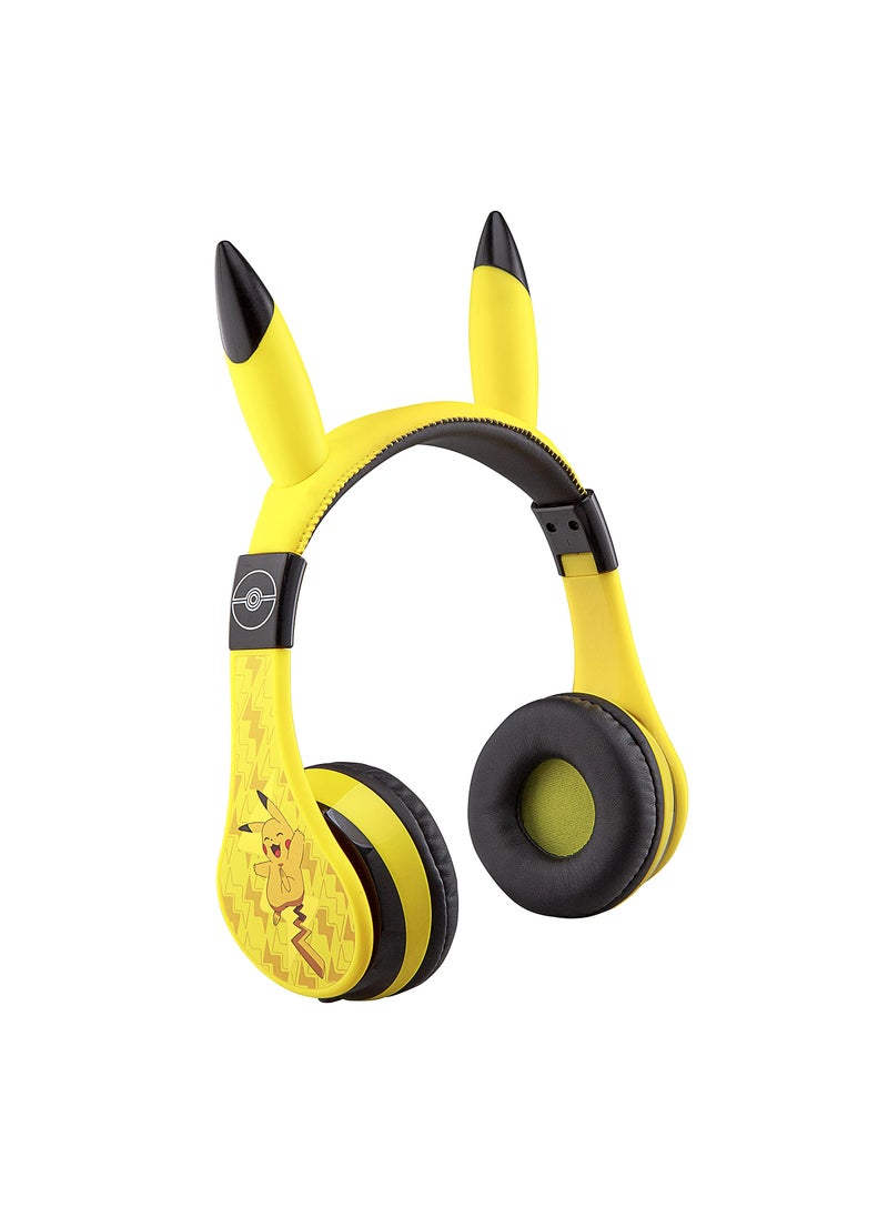 eKids eKids Pokemon Kids Bluetooth Headphones, Wireless Headphones with Microphone Includes Aux Cord, Volume Reduced Kids Foldable Headphones for School, Home, or Travel,Yellow  - Image 1