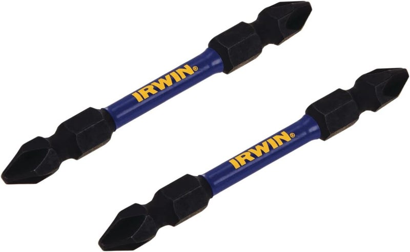 IRWIN أدوات IWAF32DEPH22 سلسلة الأداء المؤثر مفك براغي مزدوج الطرف رقم-2 فيليبس بت الطاقة، 2 1/2 بوصة، عبوة 2 - Image 2