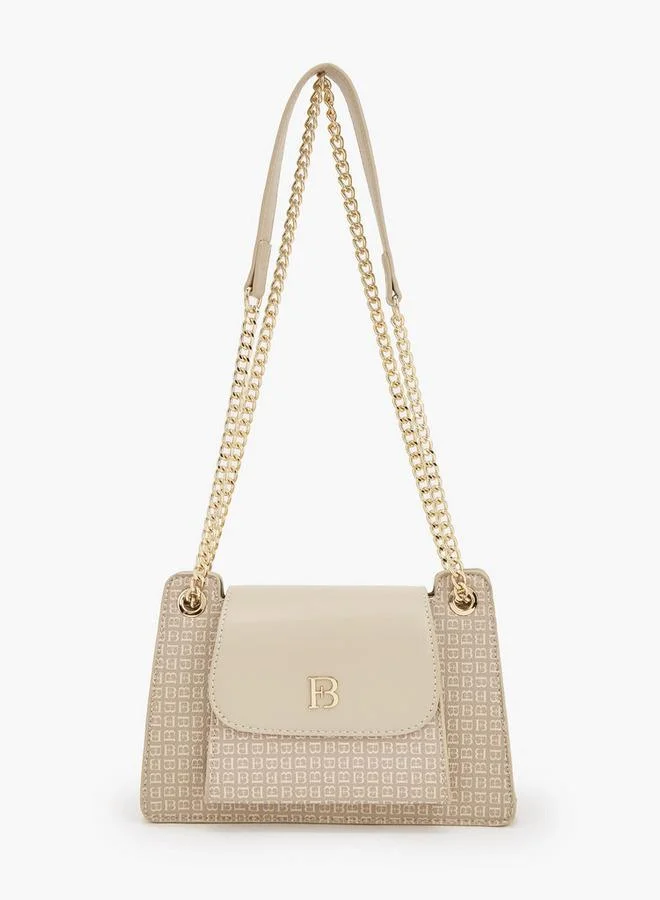 Monogram Print Crossbody Bag With Chain Strap