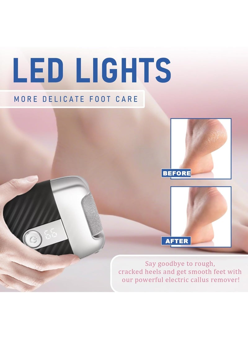 مبرد قدم كهربائي بسرعتين وشاشة LED، مزيل مسامير قابلة لإعادة الشحن مع 3 رؤوس حرارية (خشن/متوسط/ناعم)، أدوات باديكير لتنعيم البشرة الصلبة في القدمين (أسود) - Image 3