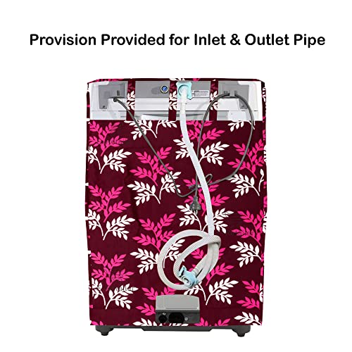 E-Retailer Washing Machine Cover for Front Load 5kg to 7.5kg | Light Weight Dustproof Cover with Zip Enclosure | Leaf Fully Automatic Washer Protector for Indoor Outdoor Use | Size 23x23x35 Inch - Image 3