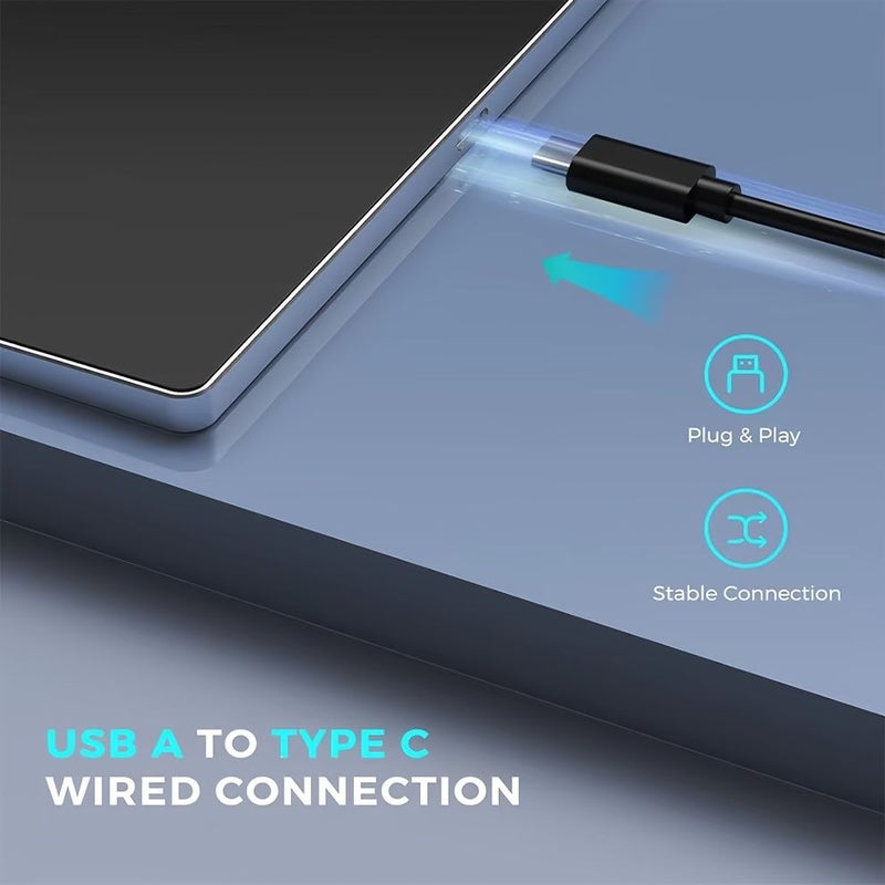 Upgraded Wired USB C USB Trackpad Compatible for PC Laptop Tablet Smartphone Desktop Notebook with Aluminum Slim Design Smooth Glass Surface Multi Touch High Precision Cursor Black - Image 3