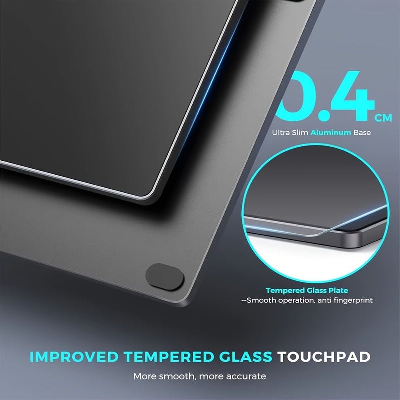 Upgraded Wired USB C USB Trackpad Compatible for PC Laptop Tablet Smartphone Desktop Notebook with Aluminum Slim Design Smooth Glass Surface Multi Touch High Precision Cursor Black - Image 4
