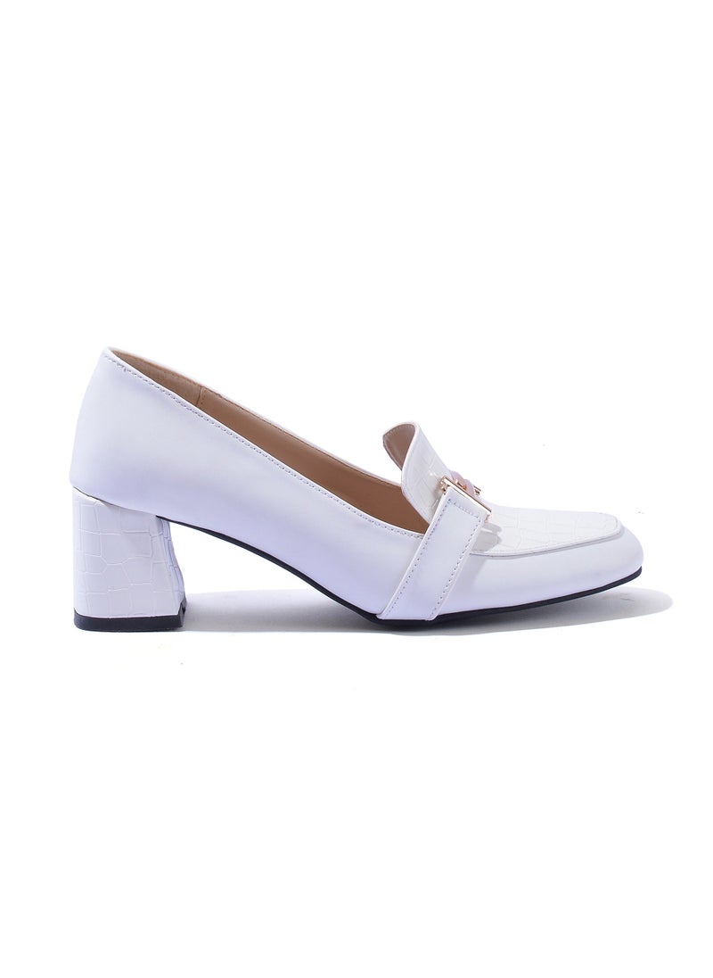 LIFESTYLISH Shoes Mid Heels Crocodile And Leather GZ-1 - White  - Image 1
