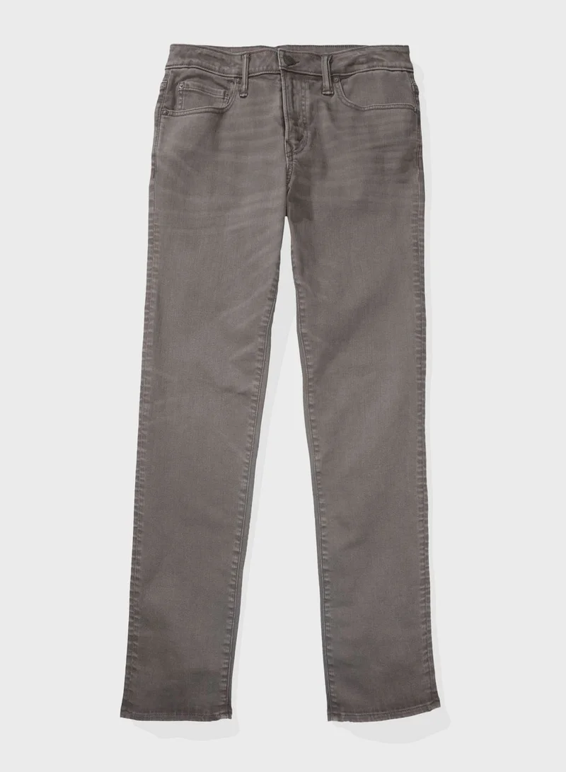 American Eagle Airflex+ Mid Wash Straight Fit Jeans