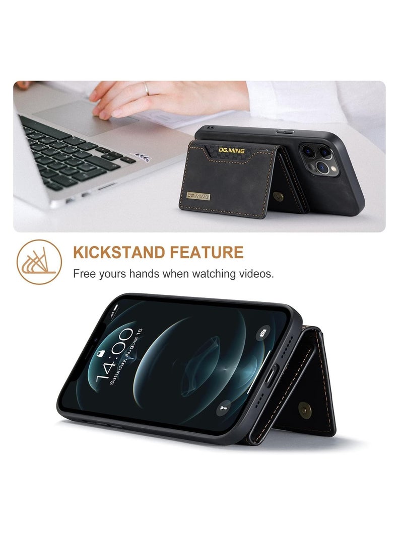 Aookay Case for iPhone 16 Pro Max with Magnetic Suction Support Wireless Charging Can Be Used as a Phone Stand Luxury Leather Card Holder Phone Cover (Card Holder Detachable) (Black)  - Image 5
