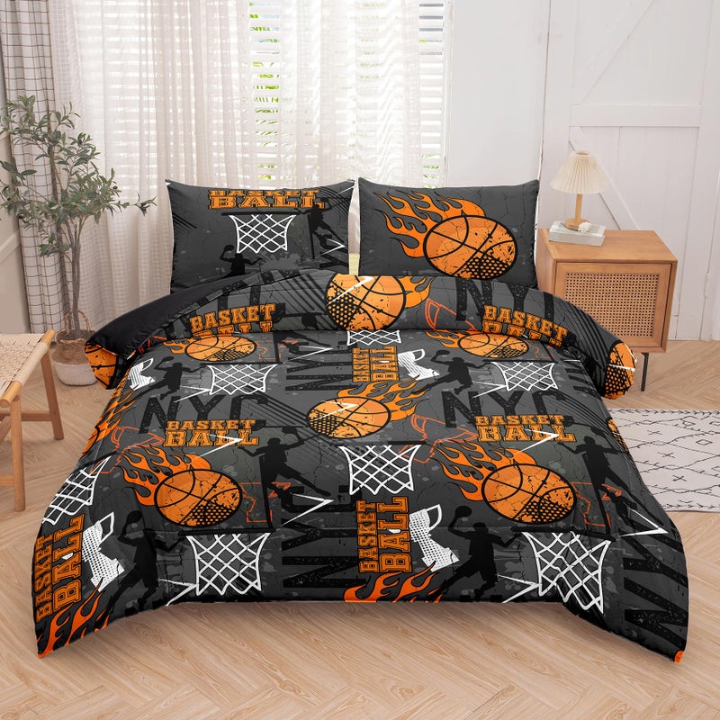 NINENINE Basketball Bedding Set  Twin Size Comforter Sets for Boys Sports Bedding Sets Basketball Comforter Sets for Kids(1Comforter  1Flat Sheet  1Fitted Sheet  2Pillowcases) - Image 1