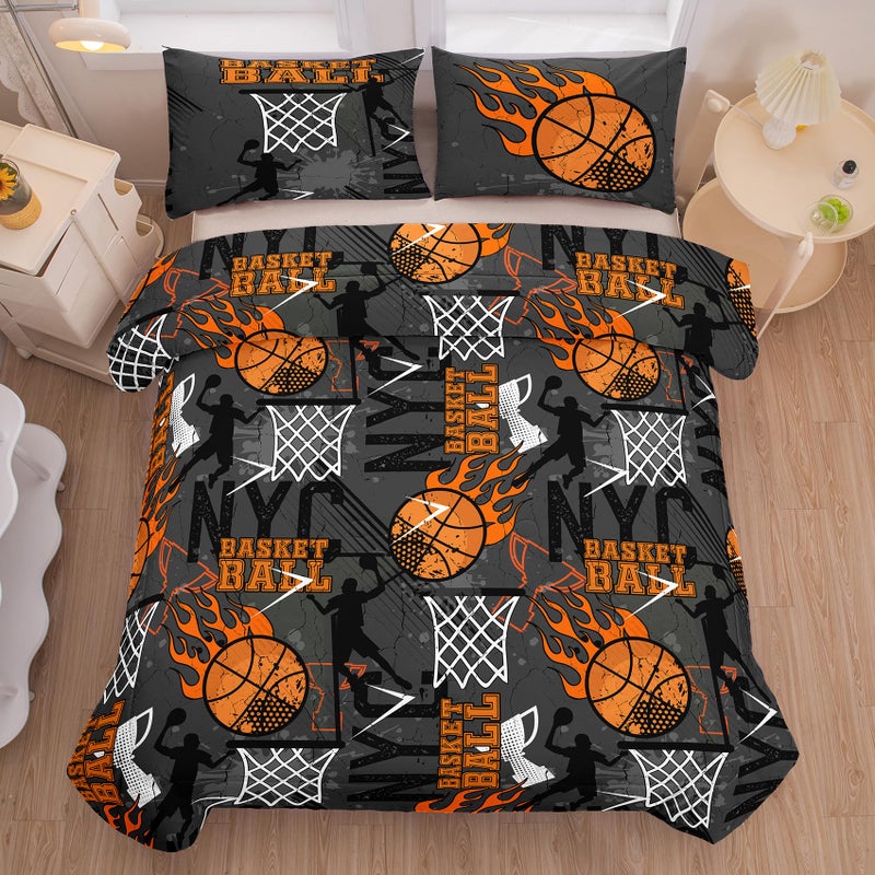 NINENINE Basketball Bedding Set  Twin Size Comforter Sets for Boys Sports Bedding Sets Basketball Comforter Sets for Kids(1Comforter  1Flat Sheet  1Fitted Sheet  2Pillowcases) - Image 3