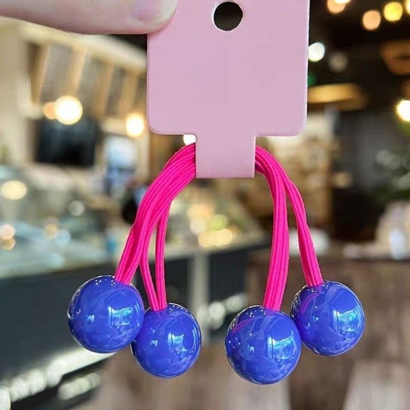 Loquat Korean Kids Candy Color Hair Ties Elastic Ponytail Bands Blue One