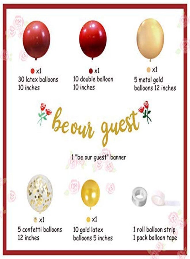 Serencatcher Be Our Guest Party Decoration Banner, Beauty and the Beast Birthday Party Balloon Garland Arch Red and Gold for Bachelorete Party Baby Shower Wedding Engagement Party Housewarming Decorations - Image 5