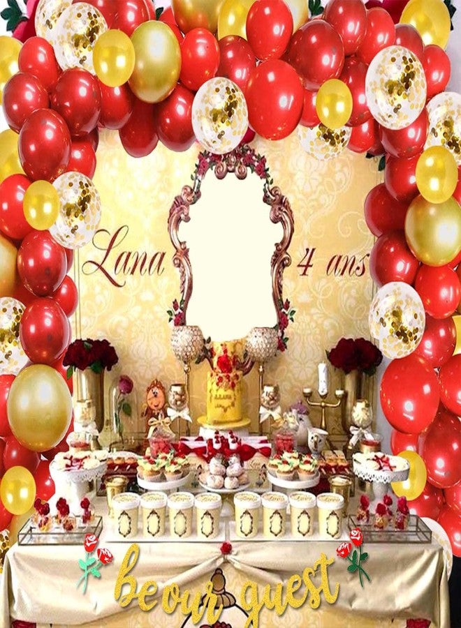 Serencatcher Be Our Guest Party Decoration Banner, Beauty and the Beast Birthday Party Balloon Garland Arch Red and Gold for Bachelorete Party Baby Shower Wedding Engagement Party Housewarming Decorations - Image 3