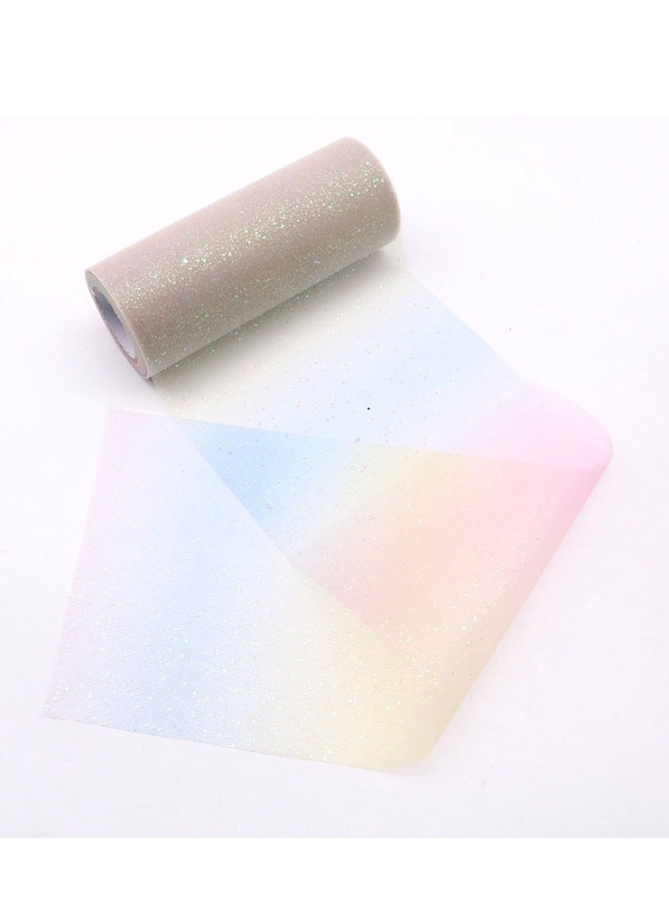 Generic 10 Yards Rainbow Glitter Tulle Roll Netting Fabric Ribbon Craft Ribbon for Table Runner Chair Sash Bow Mini Tutu Skirt (Light）)  - Image 1