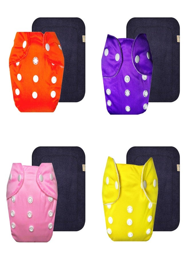 Dumbledo Lite Cloth Diaper with Gray Insert (Pack of 4) | Soft & Gentle | Reusable & Washable | Adjustable Snaps | Designed by Moms | 3 Months - 2 Years | Unisex Baby - Image 1